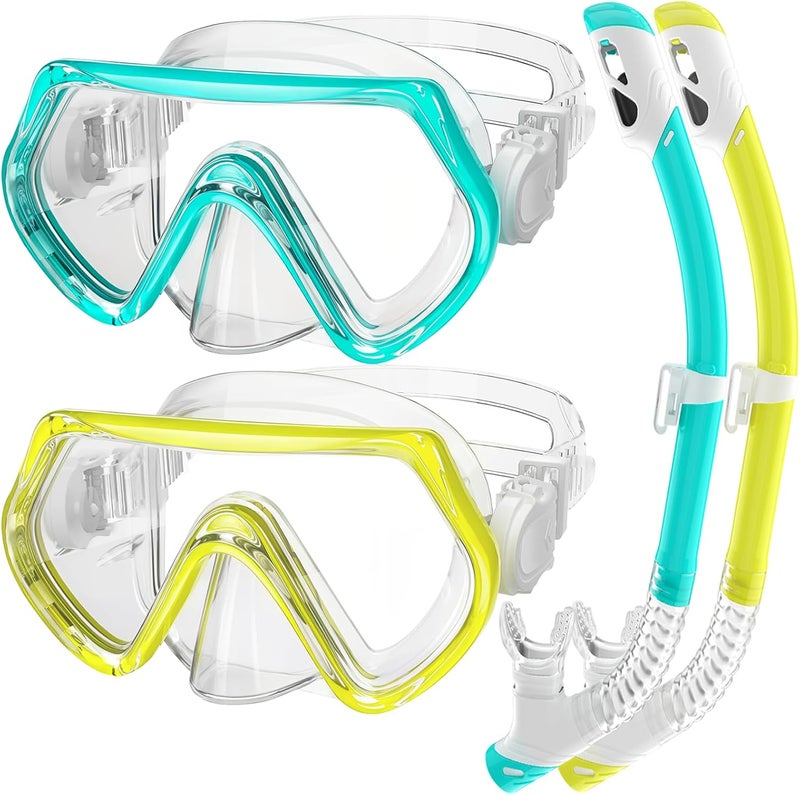 ZipAura Snorkeling Gear for Kids, Kids Snorkel Set for Ages 3-14, Anti-Fog Diving Mask and Dry Top Snorkel Combo Set, Unisex Swimming Goggles - Image 1